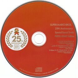 The SUPER MARIO BROS. 25th Anniversary Special Sound Track PRESS START Edition CD found in the Super Mario 25th Anniversary Commemorative Book published by Enterbrain