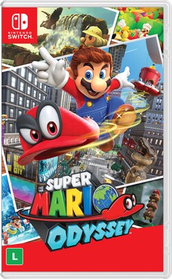 Brazilian box art for Super Mario Odyssey, featuring the ClassInd age rating.