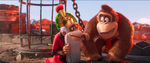 Cranky Kong thanking Donkey Kong for having rescued him