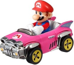 Hot Wheels die-cast of Mario in the Badwagon with the Standard tires.