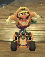 Wario performing a trick.