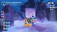 A destructible block behind which lays a Mushroom Chest, Barrendale Mesa