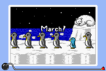 A screenshot of the Penguin Shuffle minigame.