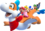 Artwork of Plessie with the four playable characters, from Super Mario 3D World.