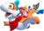 Artwork of Plessie with the four playable characters, from Super Mario 3D World.