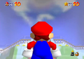 Mario looking upward to the ceiling