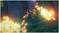 Mario as a Fire Brother throwing fireballs.