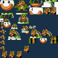 Early sheet of Bowser, the Koopa Clown Car, Mechakoopas, and what appears to be a Venus Fire Trap with eyes