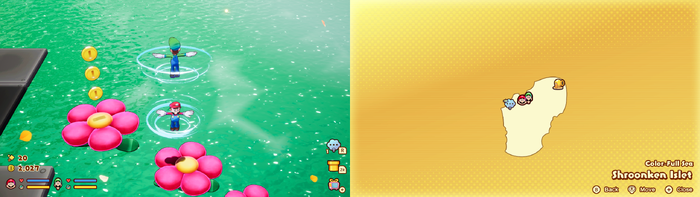 Mario and Luigi near 3 Coins on Shroonken Islet from Mario & Luigi: Brothership
