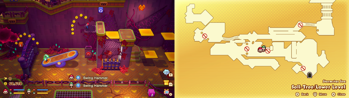 Mario and Luigi near 14 Coins in Soli-Tree of Mario & Luigi: Brothership.