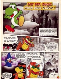 The first page of the Club Nintendo comic "Auf der Suche nach dem Glück!"