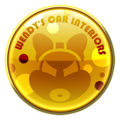 A Wendy's Car Interiors gold badge from Mario Kart Tour