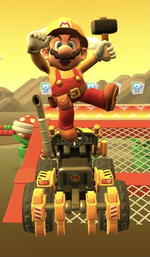 Builder Mario performing a trick.
