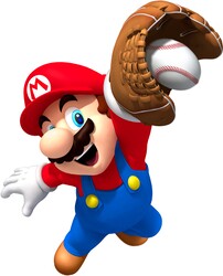 Mario Super Sluggers: Mario catching the baseball