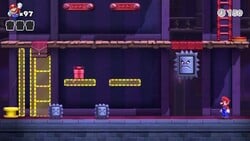 Screenshot of Expert level EX-5 from the Nintendo Switch version of Mario vs. Donkey Kong