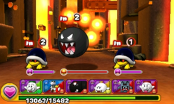 Screenshot of World 8-9, from Puzzle & Dragons: Super Mario Bros. Edition.