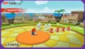 Mario battling origami Bloopers and Cheep Cheeps in a beach area
