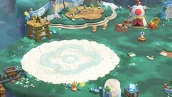 The default decorations for Camp Central prior to using an amiibo in Super Mario Bros. Wonder – Nintendo Switch 2 Edition + Meetup in Bellabel Park