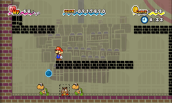Mario, fighting several enemies in the Pit of 100 Trials in The Thousand-Year Door.