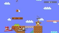 World 1-1 block structure in the Super Mario Maker stage for Super Smash Bros. for Wii U.
