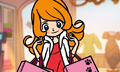 Mona with her purchased outfits