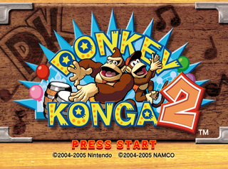 The European title screen of Donkey Konga 2.
