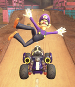 Waluigi performing a trick.