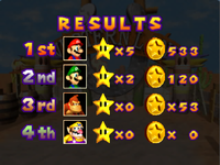Results showing Stars and coins