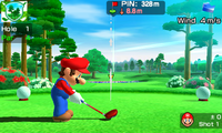 Mario golfing in Emerald Woods Mario Sports Superstars
