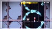 Screenshot of a Mii character in The Haunted Propeller, a Time Attack Challenge Mode level in New Super Mario Bros. U.
