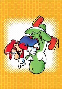 Mario and Yoshi line drawing card from the Super Mario Trading Card Collection