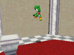 Yoshi entering the wall of Snowman's Land