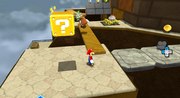 An area of Throwback Galaxy. This is a Super Mario Galaxy 2 version of Whomp's Fortress.