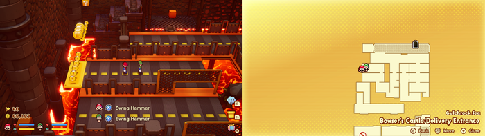 Mario and Luigi near 12 Coins and 3 10-Coins on Wayaway Island of Mario & Luigi: Brothership.