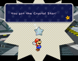 Mario getting the Crystal Star in X-Naut Fortress of Paper Mario: The Thousand-Year Door.