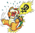 Bowser losing a game and getting mad at his Game Boy.