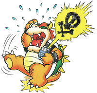 Bowser losing a game and getting mad at his Game Boy.