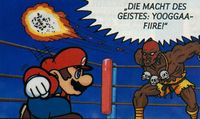 Mario and Dhalsim from the Club Nintendo comic "Super Mario Klemp-Won-Do: Muskeln sind nicht alles!".