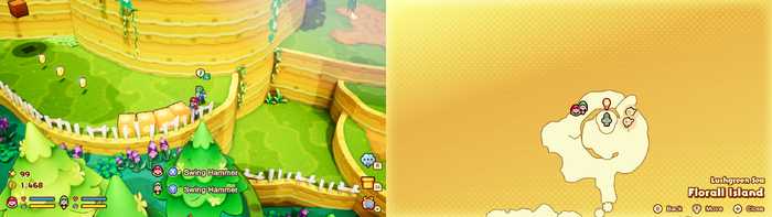 Mario and Luigi near wooden crates containing 2 Coins on Florall Island of Mario & Luigi: Brothership.