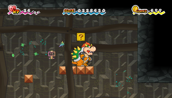First ? Block in Floro Caverns of Chapter 5-3 of Super Paper Mario.