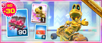 The Dry Bones (Gold) Pack from the 2020 Trick Tour in Mario Kart Tour