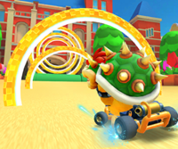 Thumbnail of the Bowser Jr. Cup challenge from the November–December 2022 Peach vs. Bowser Tour; a Ring Race challenge set on Amsterdam Drift 3