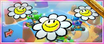 The Smiley Flower Glider Pack from the 2023 Yoshi Tour in Mario Kart Tour