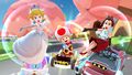 Peach (Wedding), Toad (Party Time), and Pauline (Party Time) tricking on the course