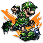 Artwork of Luigi in Mario Strikers: Battle League