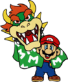 Mario inside a Bowser dancing dragon