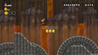 A screenshot of Mario activating a row of Dash Coins.