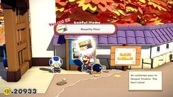 Mario receiving the Royalty Pass from the vending machine in Shogun Studios.