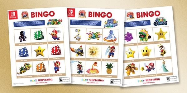 Presentation banner for a set of Super Mario 3D All-Stars-themed Bingo cards