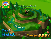 Hole 8 of Peach's Castle Grounds from Mario Golf: Toadstool Tour